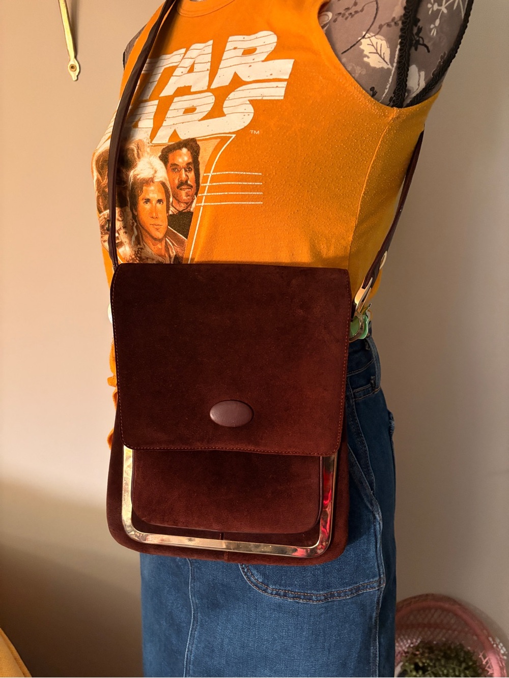 Vintage Bellido Susan Gail 70s Suede Mod Space Age Purse Spain